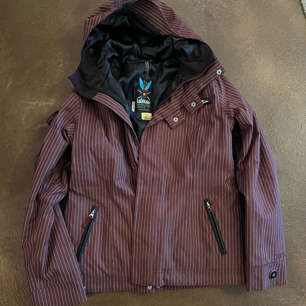 Burton Burgundy Pinstripe Ski Jacket - Picture 3 of 4